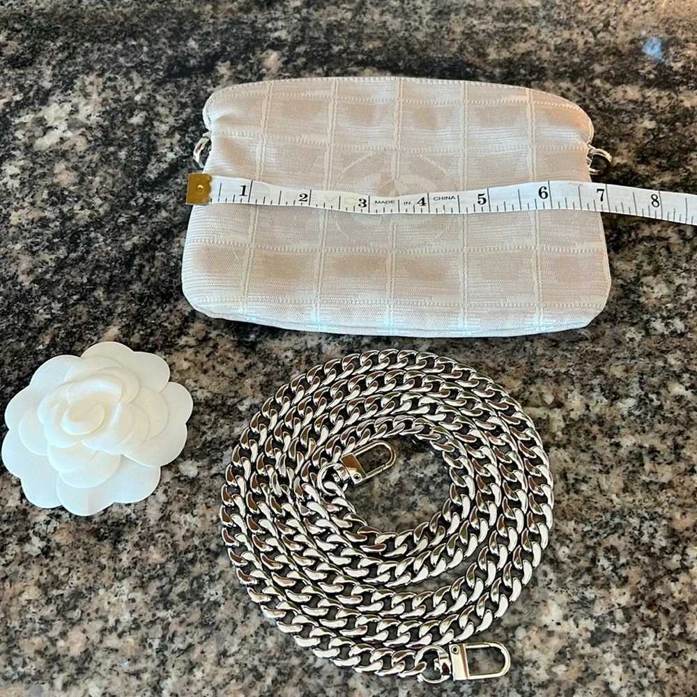 Chanel Tan Canvas and Leather Makeup Pouch